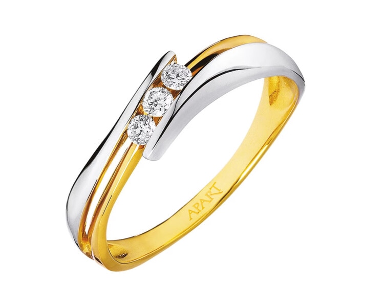 Prsten ze žlutého zlata s brilianty 0,11 ct - ryzost 585