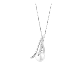 Rhodium Plated Silver Pendant with Pearl></noscript>
                    </a>
                </div>
                <div class=