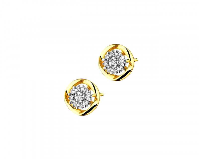 9ct Yellow Gold Earrings with Diamonds 0,06 ct - fineness 9 K