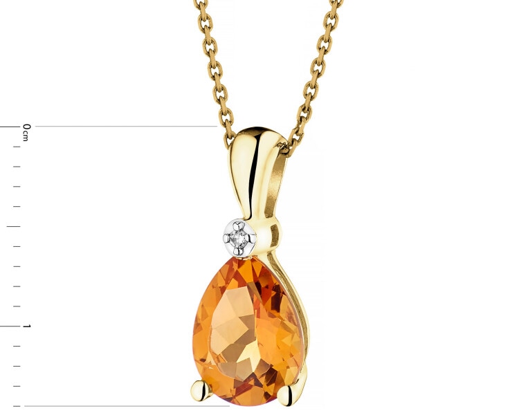 9ct Yellow Gold Pendant with Diamond - fineness 9 K