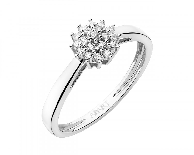 14ct White Gold Ring with Diamonds 0,15 ct - fineness 14 K