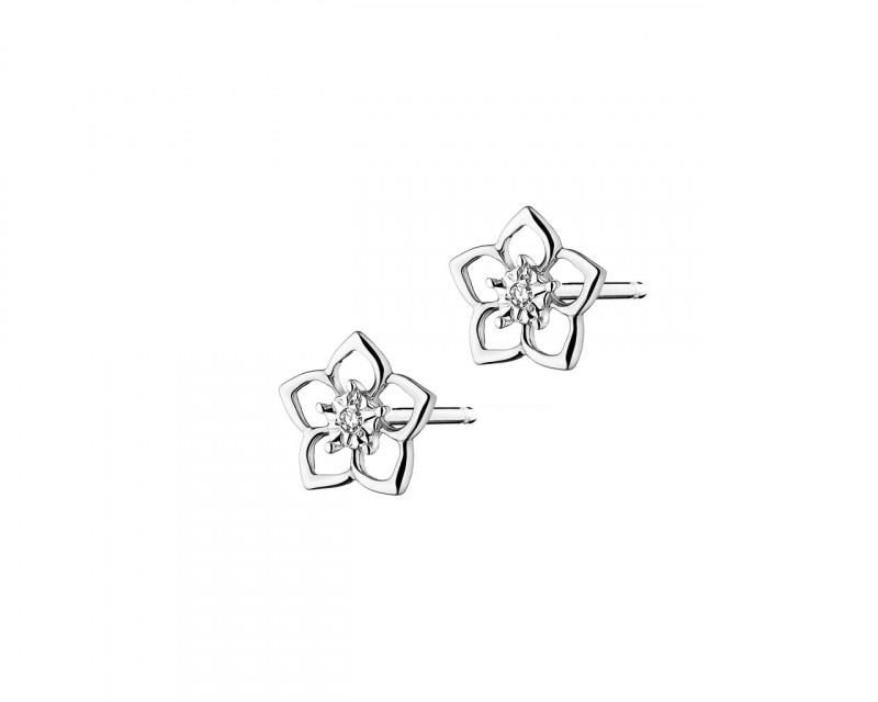 9ct White Gold Earrings with Diamonds 0,006 ct - fineness 9 K