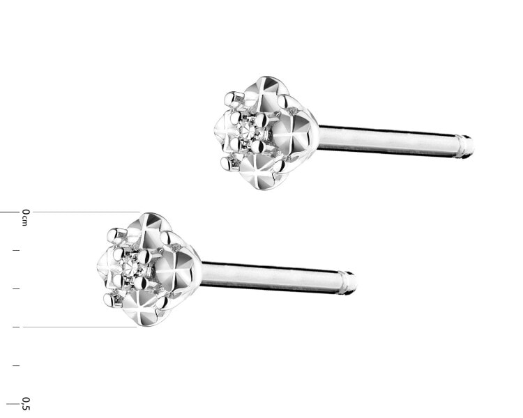 Kolczyki z białego złota z diamentami - 0,006 ct - próba 375