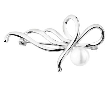 Rhodium Plated Silver Brooch with Pearl></noscript>
                    </a>
                </div>
                <div class=