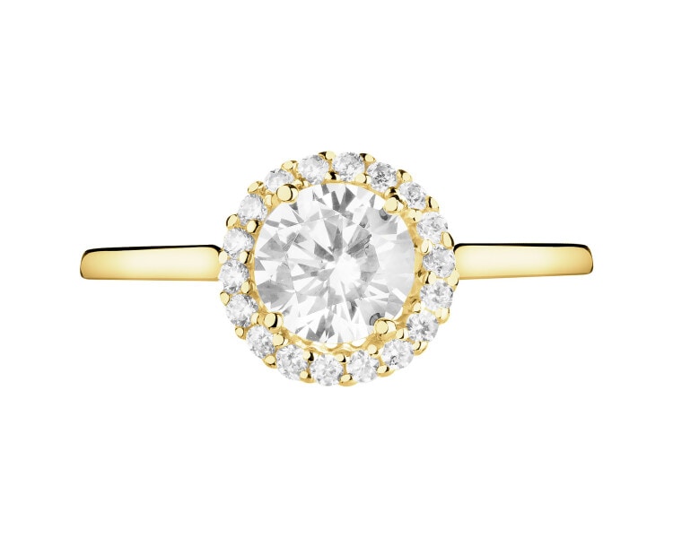 Złoty pierścionek z cyrkoniami