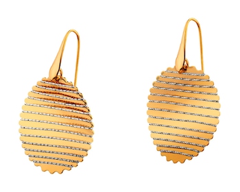 Rhodium-Plated Bronze, Gold-Plated Bronze Earrings 