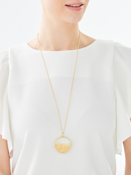 Gold-Plated Brass Necklace with Citrine