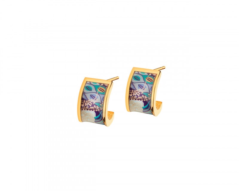 Gold-Plated Brass, Gold-Plated Silver & Enamel Earrings 