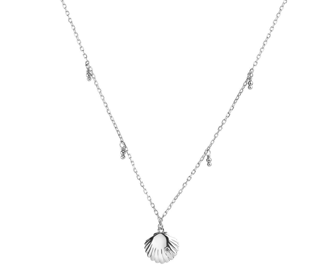 Stříbrný náhrdelník se zirkony - Mušle