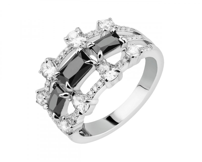 Rhodium Plated Silver Ring with Cubic Zirconia