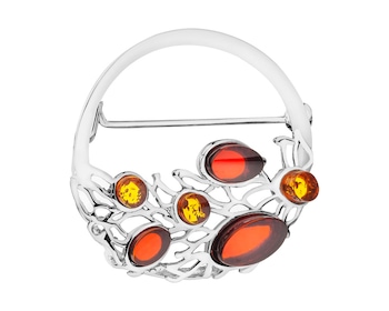 Rhodium Plated Silver Brooch with Amber></noscript>
                    </a>
                </div>
                <div class=