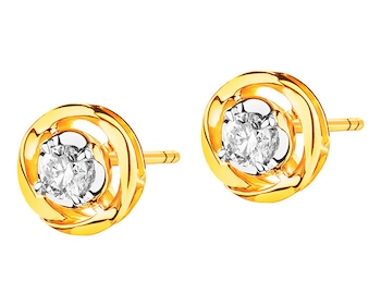 14ct Yellow Gold Earrings with Diamonds 0,17 ct - fineness 14 K