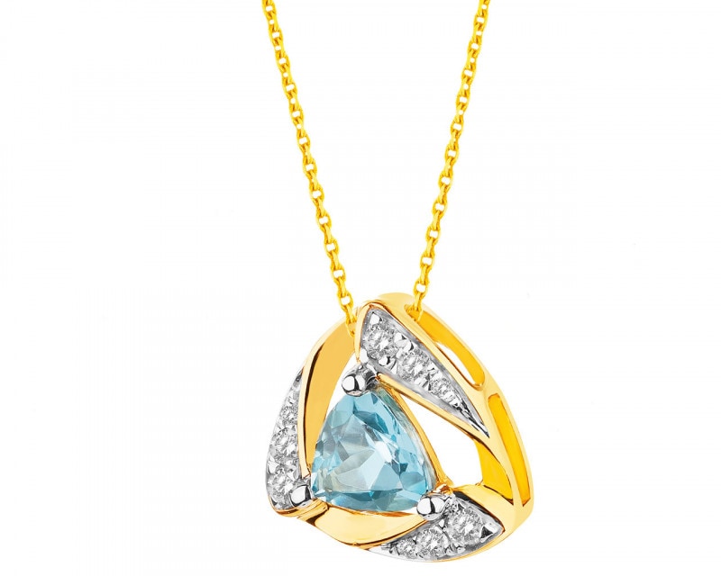 9ct Yellow Gold Pendant with Diamonds - fineness 9 K