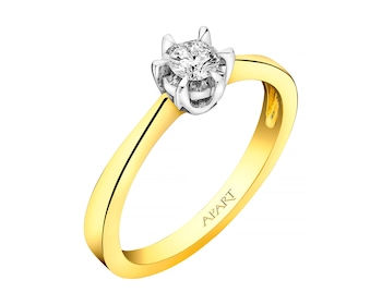 14ct Yellow Gold, White Gold Ring with Diamond 0,15 ct - fineness 14 K></noscript>
                    </a>
                </div>
                <div class=