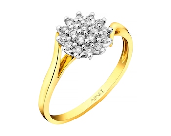 14ct Yellow Gold, White Gold Ring with Diamonds 0,25 ct - fineness 14 K