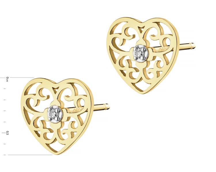 9ct Yellow Gold Earrings with Diamonds - 0,01 ct - fineness 9 K