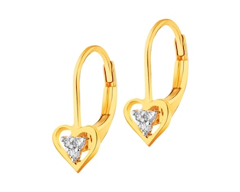 9ct Yellow Gold Earrings with Diamonds 0,03 ct - fineness 9 K