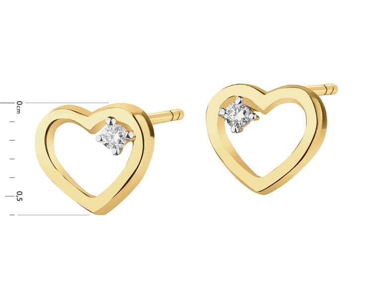 9ct Yellow Gold Earrings with Diamonds - 0,01 ct - fineness 9 K