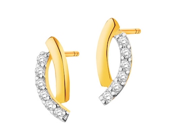 14ct Rhodium-Plated Yellow Gold Earrings with Cubic Zirconia