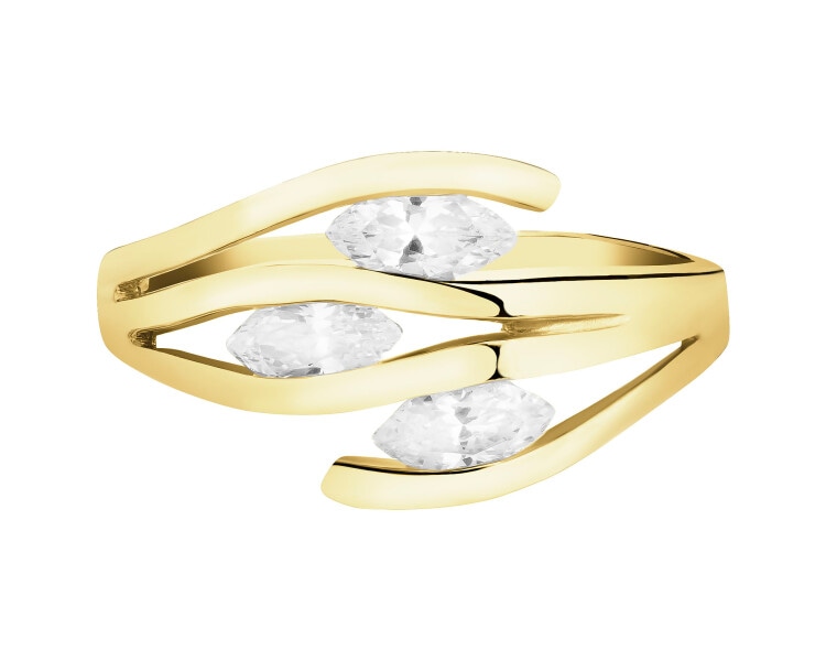 Złoty pierścionek z cyrkoniami