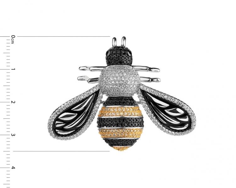 Broszka - zawieszka srebrna z cyrkoniami - pszczółka
