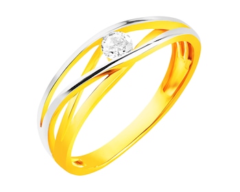 14ct Yellow Gold, White Gold Ring with Cubic Zirconia