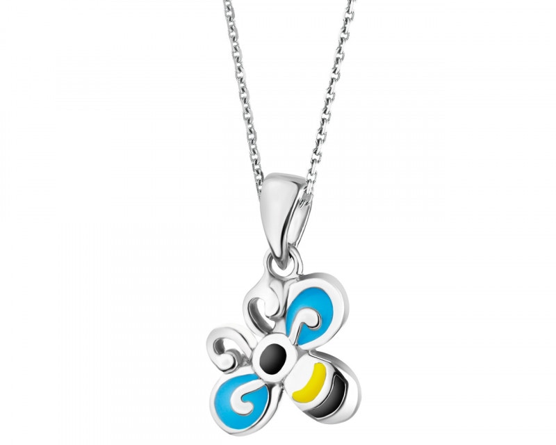 Sterling Silver Pendant with Enamel - Bee