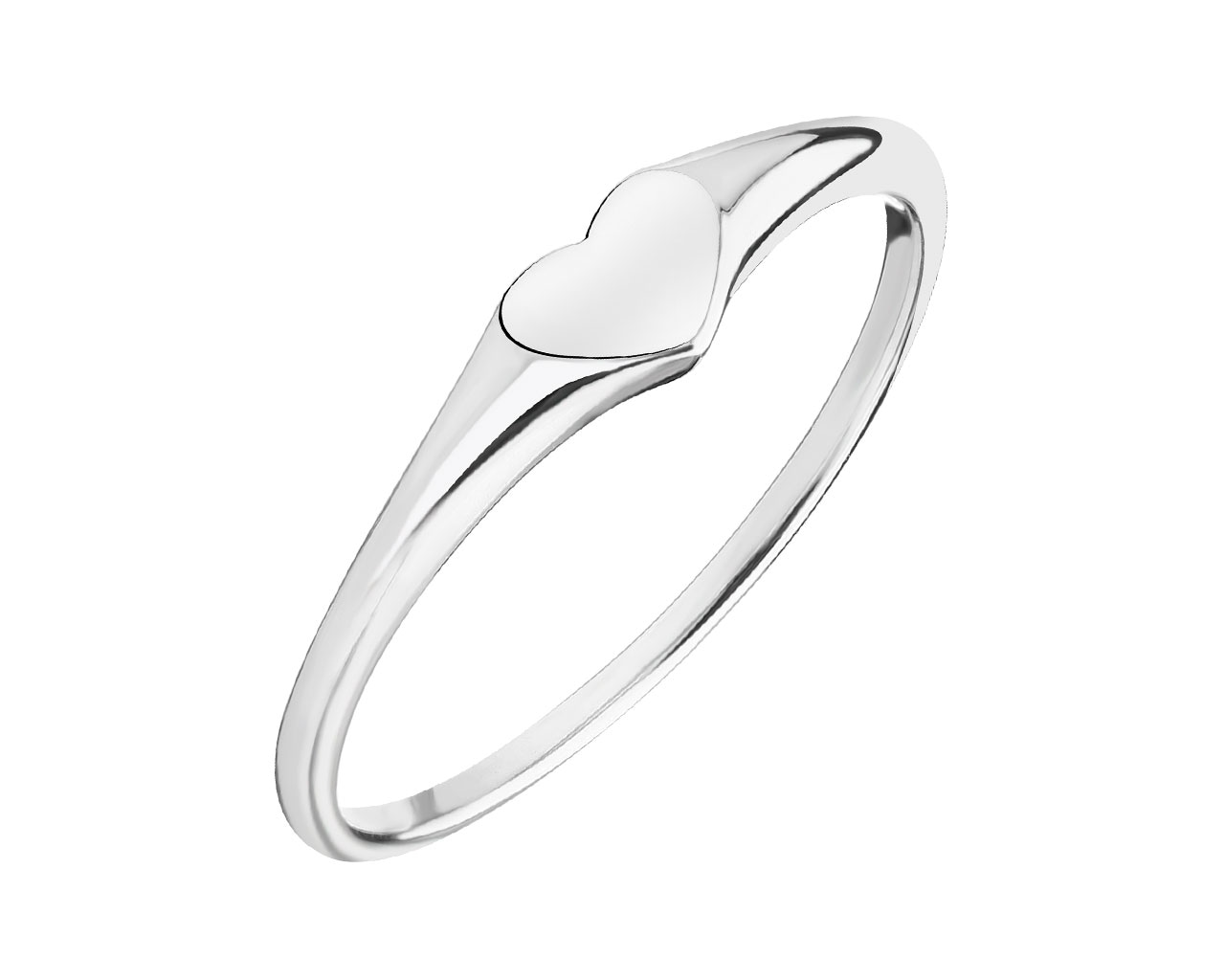 Rhodium Plated Silver Ring - Heart