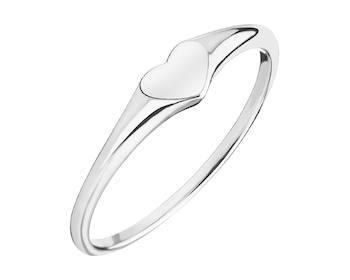 Rhodium Plated Silver Ring - Heart