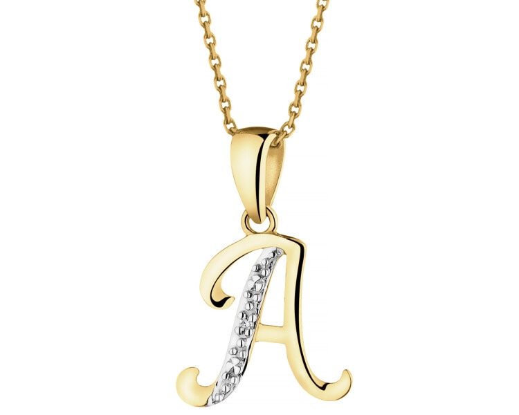 Zawieszka z żółtego złota z diamentem - litera A - 0,003 ct - próba 375