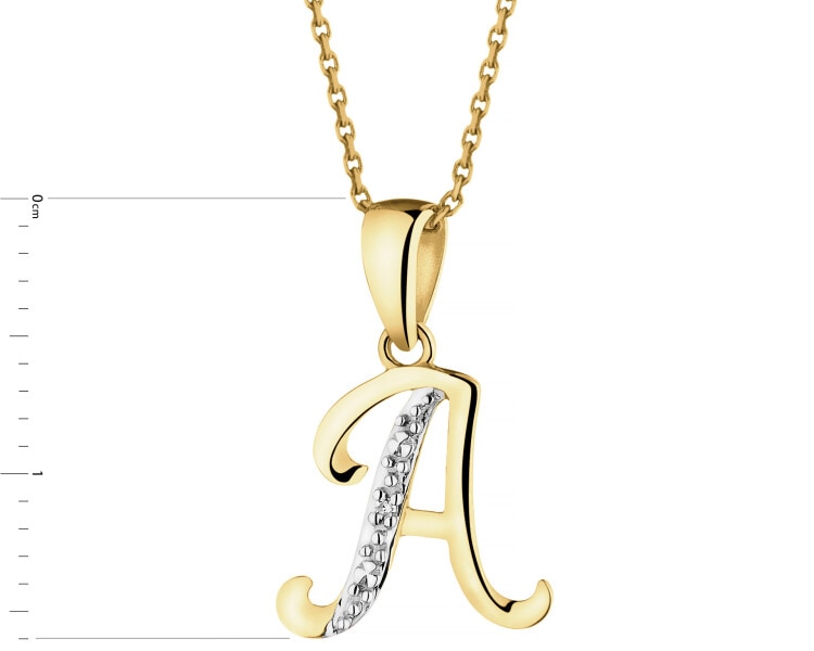 Zawieszka z żółtego złota z diamentem - litera A - 0,003 ct - próba 375