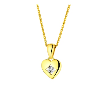 9ct Yellow Gold, White Gold Pendant with Diamond 0,003 ct - fineness 9 K