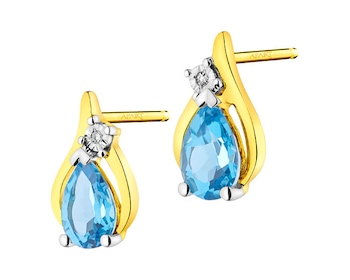 9ct Yellow Gold, White Gold Earrings with Diamonds - fineness 375