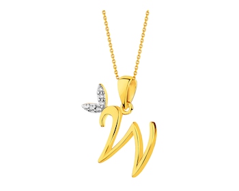 8ct Rhodium-Plated Yellow Gold Pendant with Cubic Zirconia
