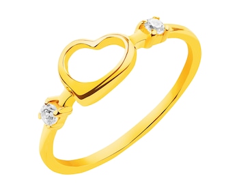 Złoty pierścionek z cyrkoniami - serce