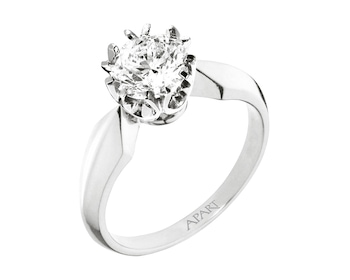 14ct White Gold Ring with Diamond 1 ct - fineness 14 K