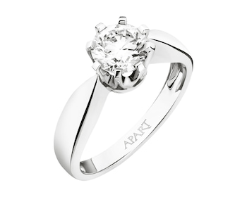 14ct White Gold Ring with Diamond 1,01 ct - fineness 14 K