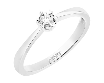 14ct White Gold Ring with Diamond 0,08 ct - fineness 14 K