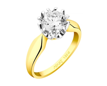 14ct Yellow Gold, White Gold Ring with Diamond 1,50 ct - fineness 14 K