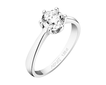 14ct White Gold Ring with Diamond 1,02 ct - fineness 14 K