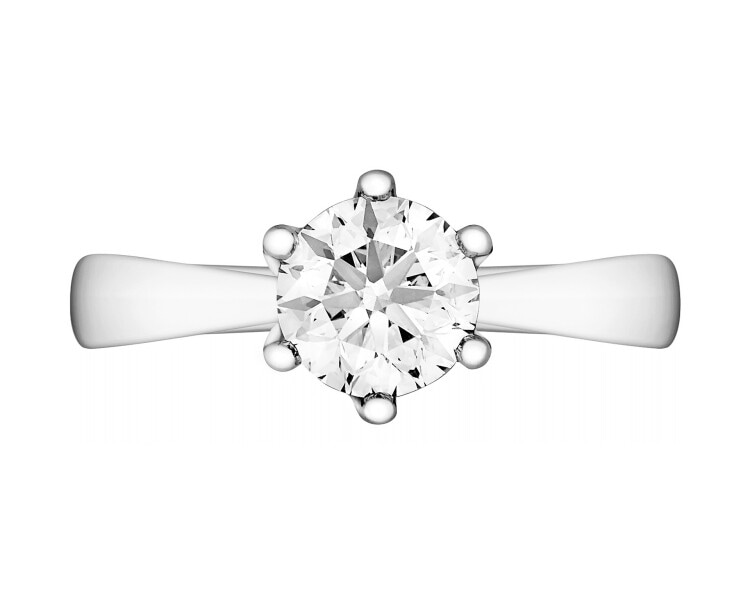 14ct White Gold Ring with Diamond - 1,00 ct - fineness 14 K