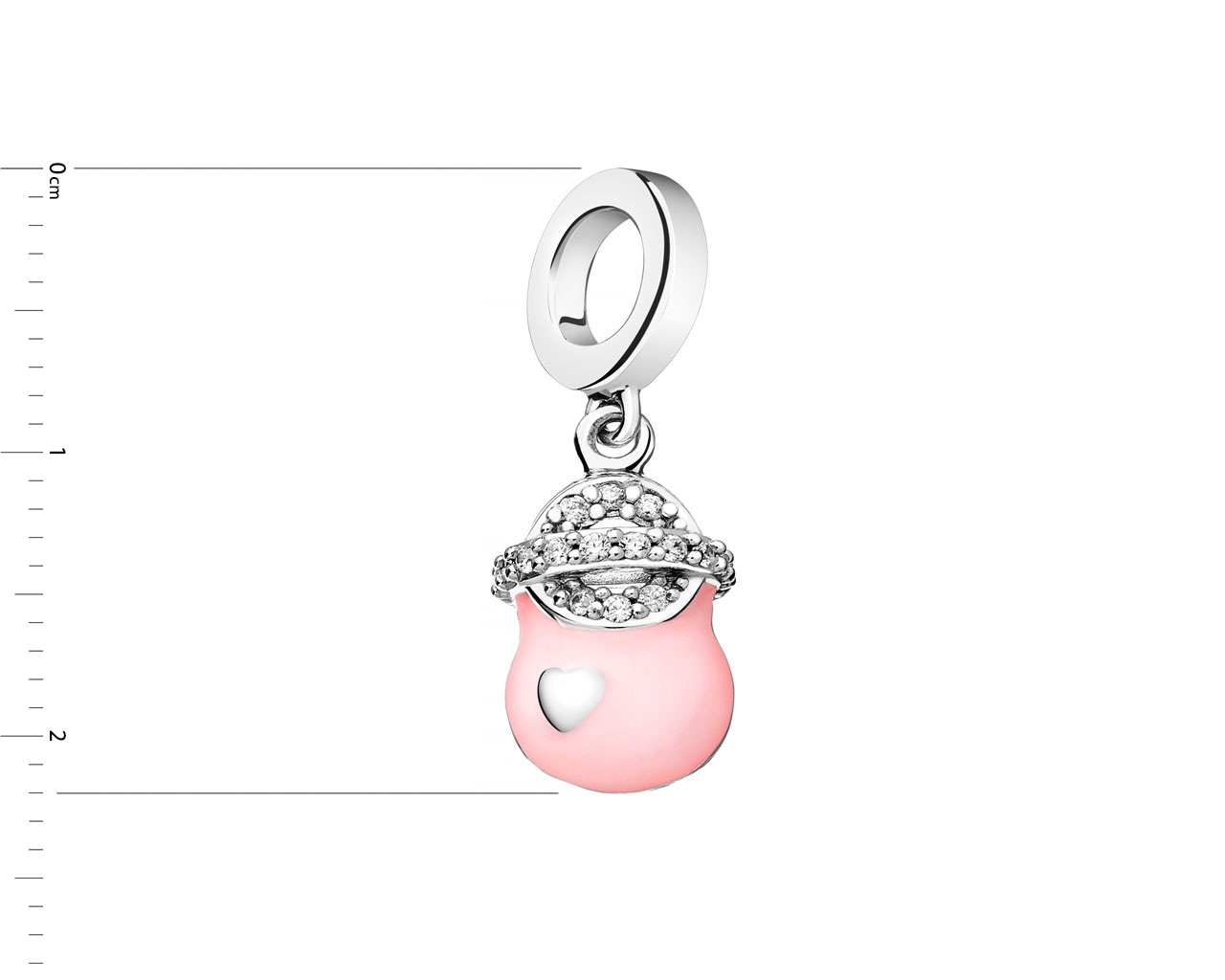 Zawieszka srebrna na bransoletę beads z cyrkoniami i emalią - Newborn, bucik, dziewczynka