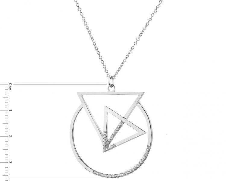 Naszyjnik srebrny z cyrkoniami - trójkąty, koło