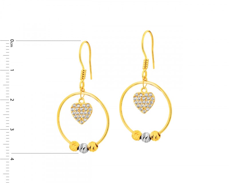 14ct Yellow Gold, White Gold Earrings with Cubic Zirconia