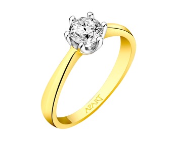 14ct Yellow Gold Ring with Diamond 0,50 ct - fineness 14 K