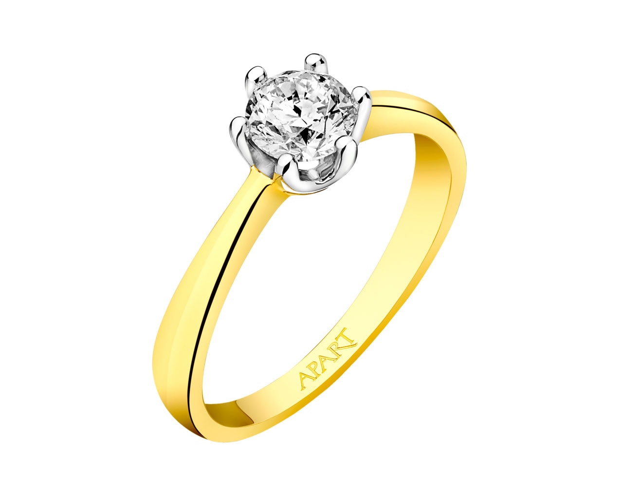 Prsten ze žlutého zlata s briliantem 0,50 ct - ryzost 585