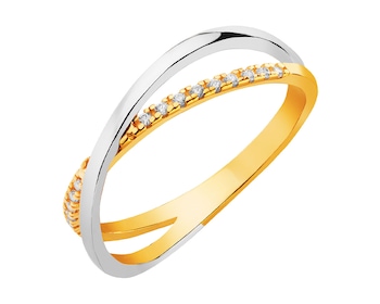 8ct Yellow Gold, White Gold Ring with Cubic Zirconia