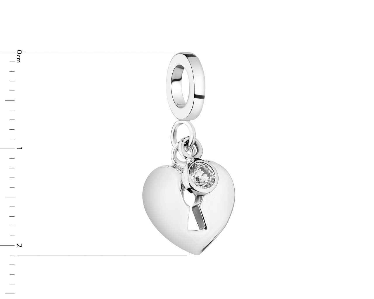 Zawieszka srebrna na bransoletę beads z cyrkonią - serce, kłódka