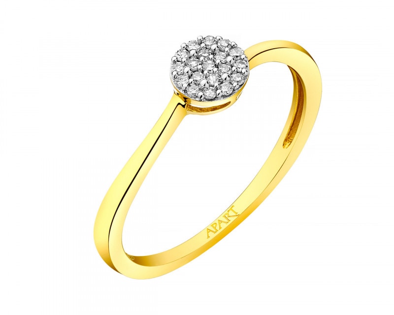 9ct Yellow Gold Ring with Diamonds 0,05 ct - fineness 9 K