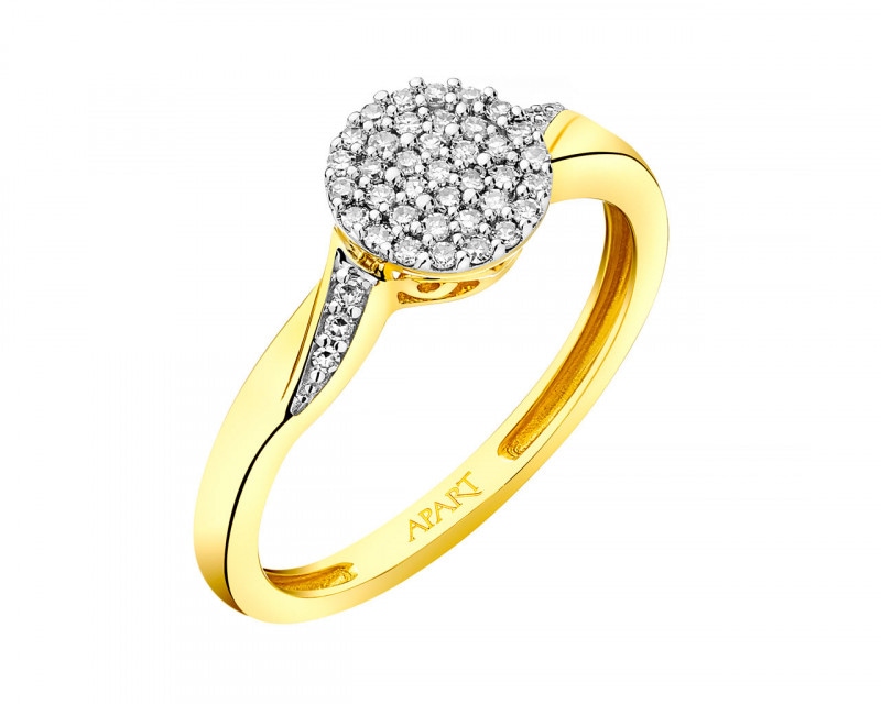14ct Yellow Gold Ring with Diamonds 0,12 ct - fineness 14 K